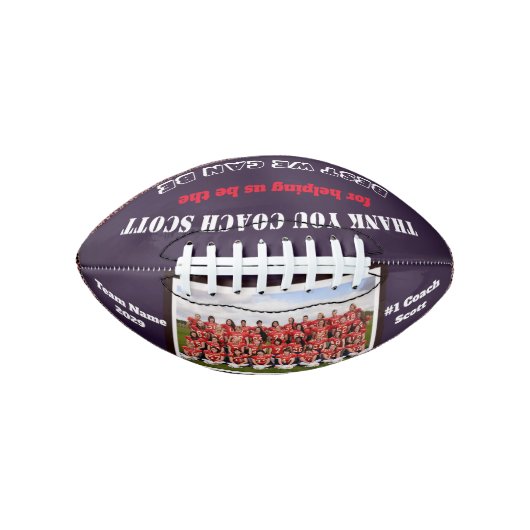 サッカーパーソナライズされたコーチのチーム写真ありがとう アメリカンフットボール (正面)