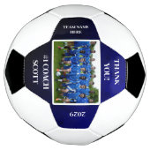 サッカーパーソナライズされたコーチのチーム写真ありがとう サッカーボール (回転)