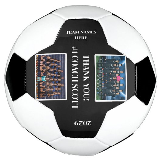 サッカーパーソナライズされたコーチのチーム2写真ありがとう サッカーボール (回転)