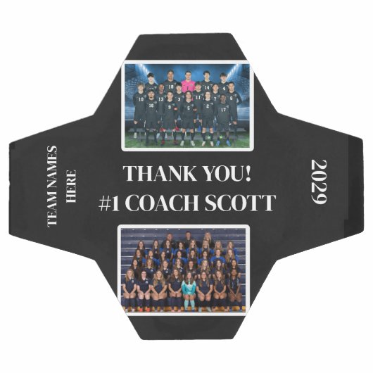 サッカーパーソナライズされたコーチのチーム2写真ありがとう サッカーボール (フラット)