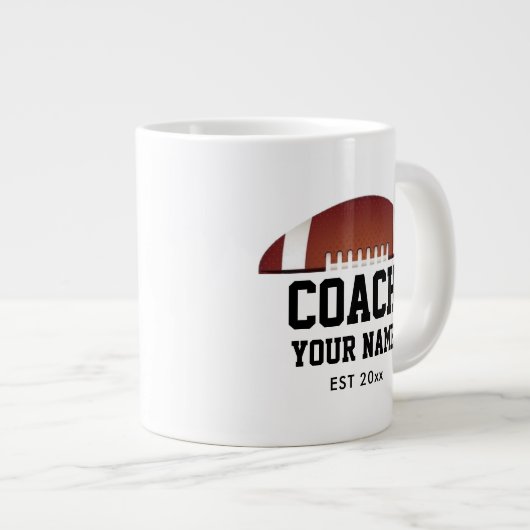 サッカーパーソナライズされたコーチの感謝ジャンボ ジャンボコーヒーマグカップ (正面右)