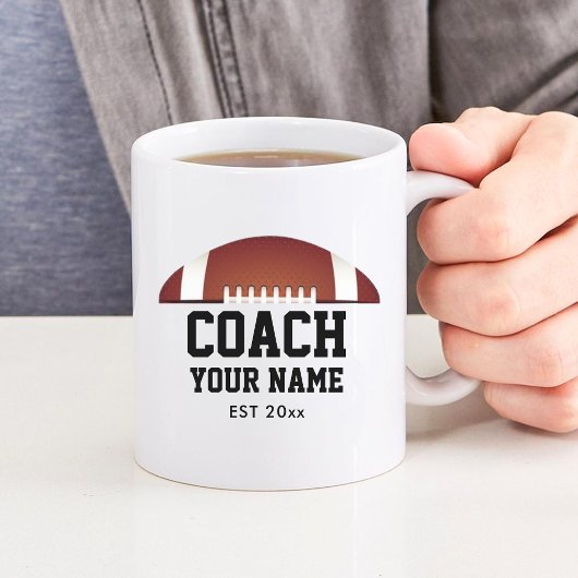 サッカーパーソナライズされたコーチの感謝ジャンボ ジャンボコーヒーマグカップ