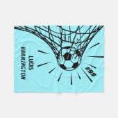 サッカーパーソナライズされたゴールの名前と番号 フリースブランケット (正面(横))