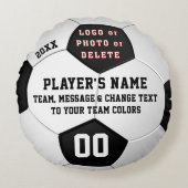 サッカーパーソナライズされたシニア・ナイト・ギフトアイディア ラウンドクッション (正面)