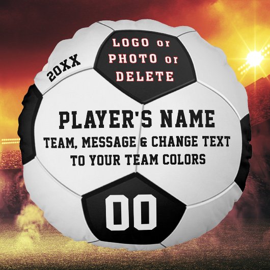 サッカーパーソナライズされたシニア・ナイト・ギフトアイディア ラウンドクッション