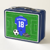 サッカーパーソナライズされたシャツ メタルランチボックス (裏面)