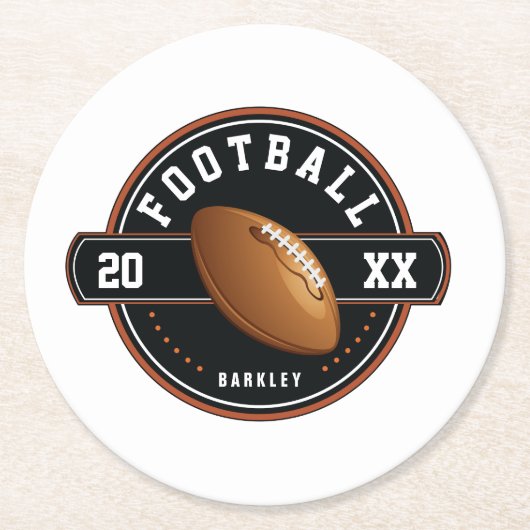サッカーパーソナライズされたシーズン ラウンドペーパーコースター (正面)