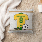 サッカーパーソナライズされたジャージイエローグリーン クッション (ブランケット)
