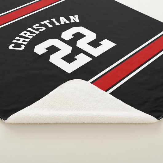 サッカーパーソナライズされたジャージーノベルティスポーツレッド シェルパブランケット (3/4)
