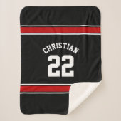 サッカーパーソナライズされたジャージーノベルティスポーツレッド シェルパブランケット (正面)