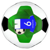 サッカーパーソナライズされたジャージーブルーとホワイト サッカーボール (回転)