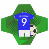 サッカーパーソナライズされたジャージーブルーとホワイト サッカーボール (フラット)