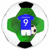 サッカーパーソナライズされたジャージーブルーとホワイト サッカーボール (正面)