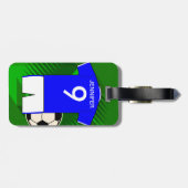 サッカーパーソナライズされたジャージーブルーとホワイト ラゲッジタグ (裏面横)