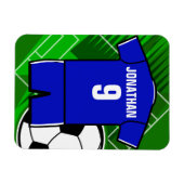 サッカーパーソナライズされたジャージーブルーと白 マグネット (横)