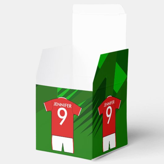 サッカーパーソナライズされたジャージ赤と白ー フェイバーボックス (オープン)