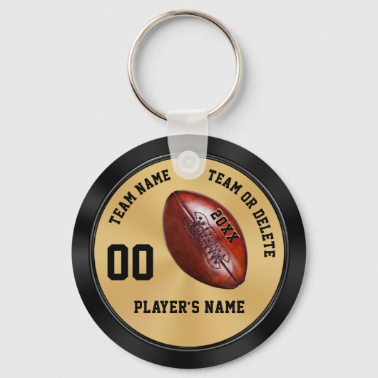 サッカーパーソナライズされたチームのギフト、ブラックと金ゴールド キーホルダー (正面)