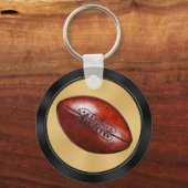 サッカーパーソナライズされたチームのギフト、ブラックと金ゴールド キーホルダー (裏面)