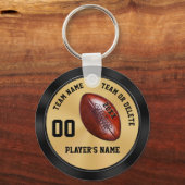 サッカーパーソナライズされたチームのギフト、ブラックと金ゴールド キーホルダー (正面)