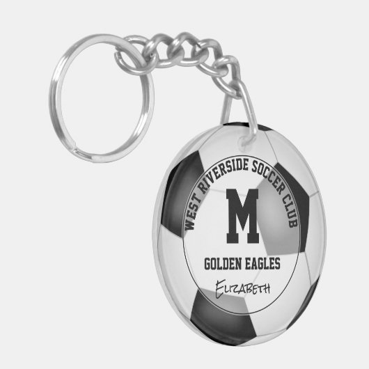 サッカーパーソナライズされたチームの子ども達への贈り物 キーホルダー (正面左)