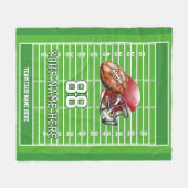 サッカーパーソナライズされたチームの選手 フリースブランケット (正面(横))