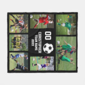 サッカーパーソナライズされたチーム写真集 フリースブランケット (正面(横))