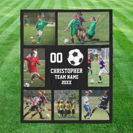 サッカーパーソナライズされたチーム写真集 フリースブランケット