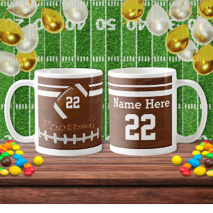 サッカーパーソナライズされたチーム名と番号 コーヒーマグカップ