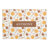 サッカーパーソナライズされたバスケットボール少年 枕カバー (正面)