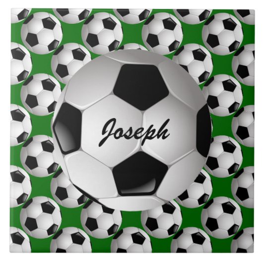 サッカーパーソナライズされたパターンのサッカーボール タイル (正面)