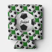 サッカーパーソナライズされたパターンのサッカーボール 缶クーラー (裏面)