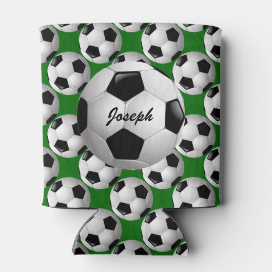サッカーパーソナライズされたパターンのサッカーボール 缶クーラー (裏面)