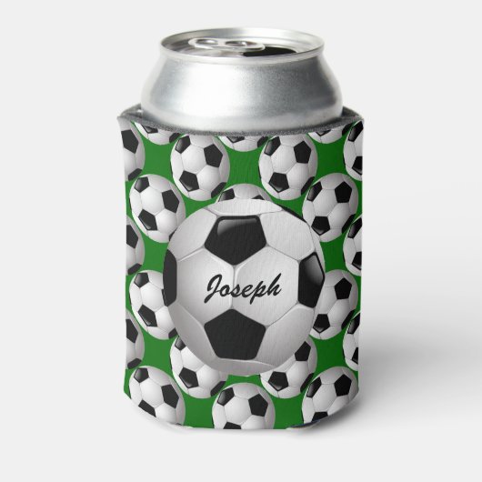 サッカーパーソナライズされたパターンのサッカーボール 缶クーラー (缶裏面)