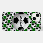 サッカーパーソナライズされたパターンのサッカーボール Case-Mate iPhoneケース (裏面 (横))