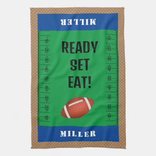 サッカーパーソナライズされたパーティー試合日 キッチンタオル (縦)