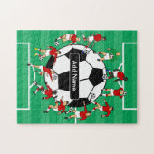 サッカーパーソナライズされたボールと選手 ジグソーパズル (横)