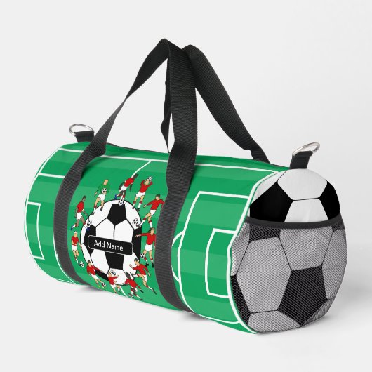 サッカーパーソナライズされたボールと選手 ダッフルバッグ (右コーナー)