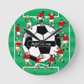 サッカーパーソナライズされたボールと選手 ラウンド壁時計 (正面)