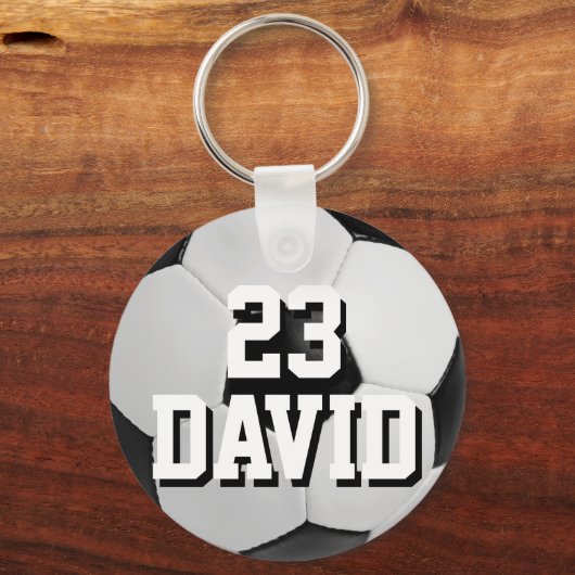 サッカーパーソナライズされたボールのキーチェーンの名前と番号 キーホルダー (正面)