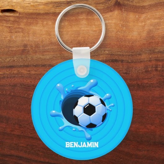 サッカーパーソナライズされたボールのキーチェーン キーホルダー (裏面)