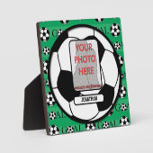 サッカーパーソナライズされたボールの写真と名前 フォトプラーク (正面)