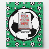 サッカーパーソナライズされたボールの写真と名前 フォトプラーク (正面)