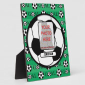 サッカーパーソナライズされたボールの写真と名前 フォトプラーク (側面)