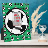 サッカーパーソナライズされたボールの写真と名前 フォトプラーク (側面)