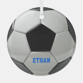 サッカーパーソナライズされたボールオーナメント ガラスオーナメント (正面)