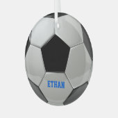 サッカーパーソナライズされたボールオーナメント ガラスオーナメント (正面左)