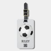 サッカーパーソナライズされたボールカスタムバッグラベルギフト ラゲッジタグ (正面縦)