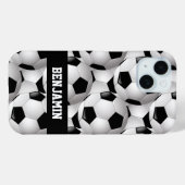 サッカーパーソナライズされたボールパターン白黒 Case-Mate iPhoneケース (裏面 (横))
