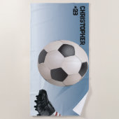 サッカーパーソナライズされたボールビーチタオル ビーチタオル (正面)