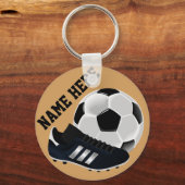 サッカーパーソナライズされたボール及び靴の贈り物 キーホルダー (正面)